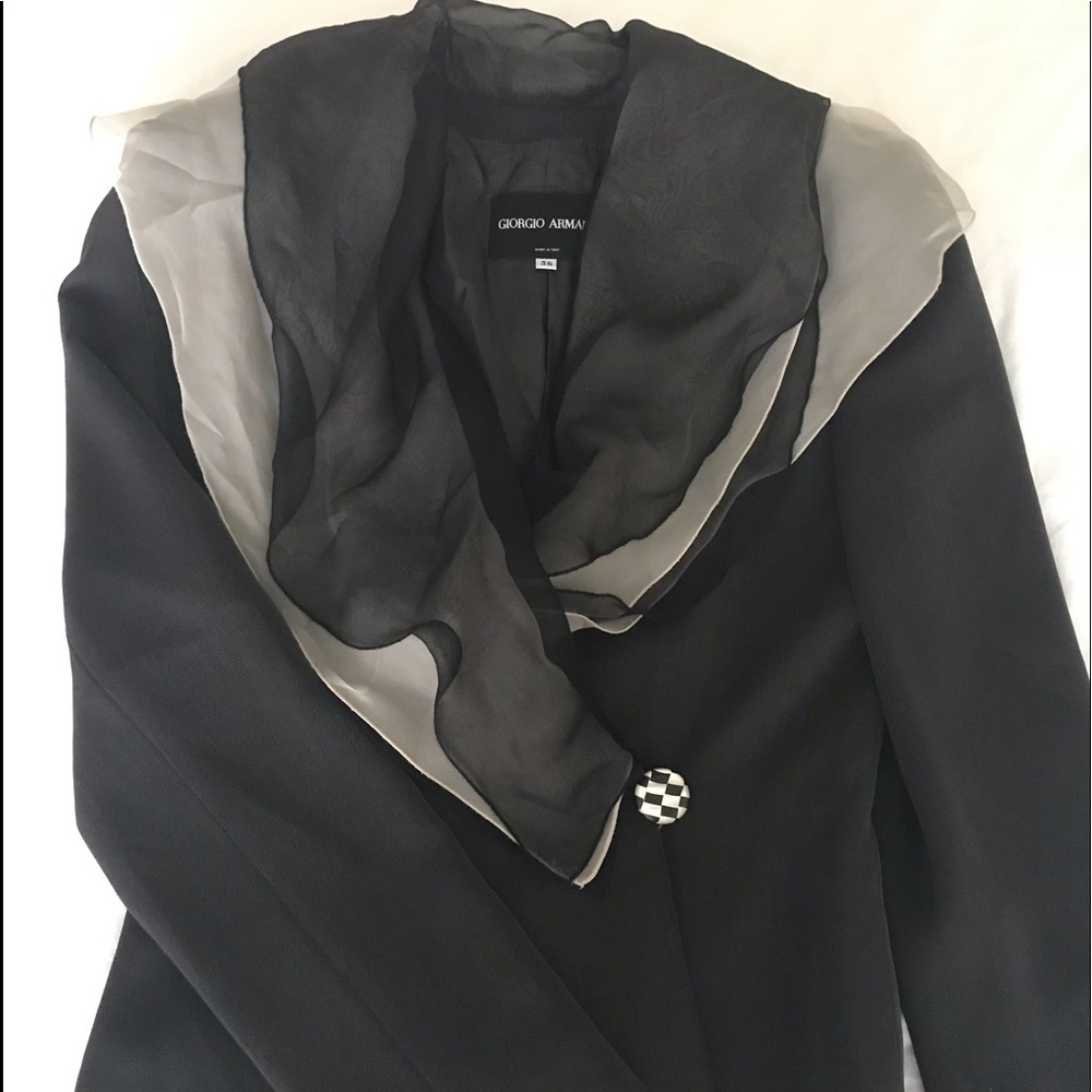 Black ruffled blazer